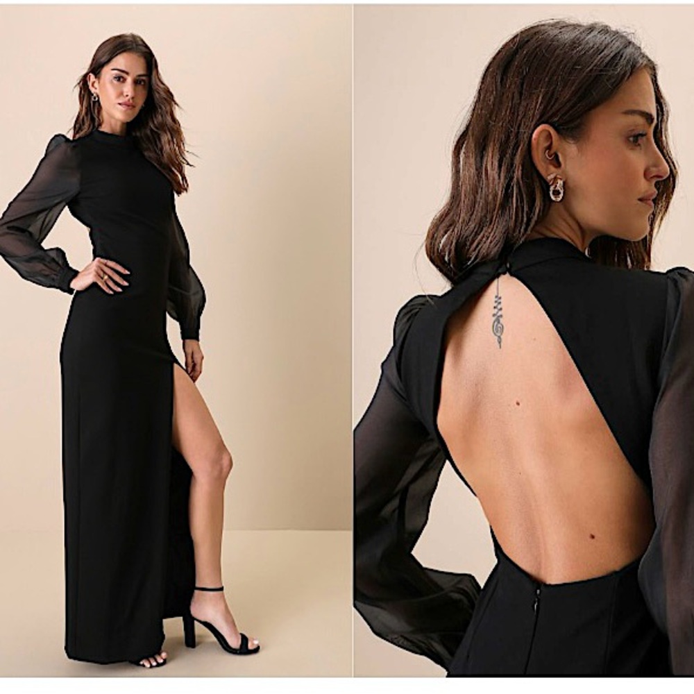 Lulu's Black Long Sleeve Dress